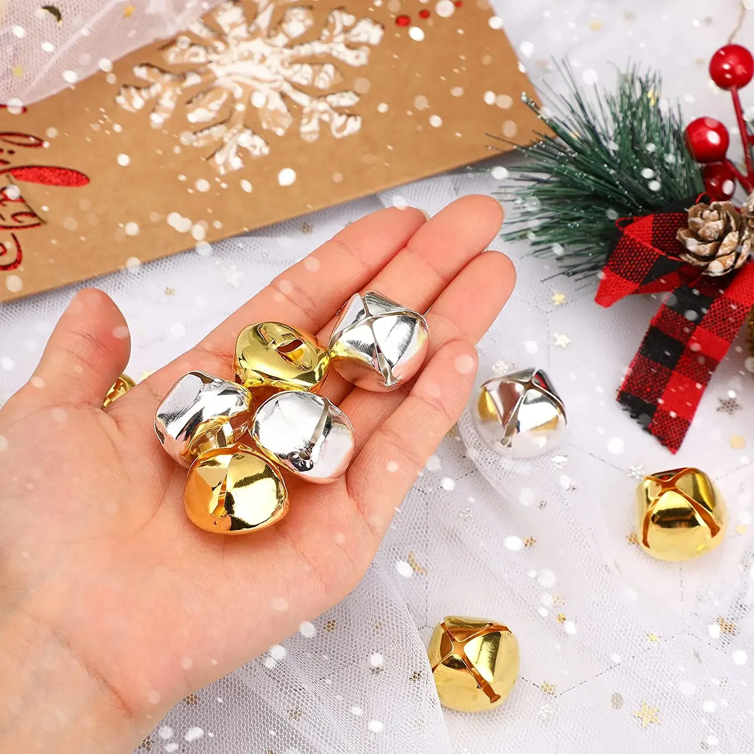 500Pcs Christmas Jingle Bells Metal Silver Craft Bells Bulk Mini