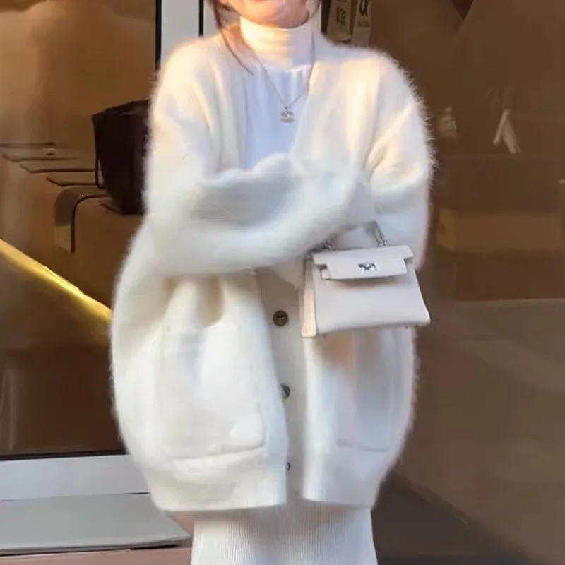 Fashion Soft Waxy Sweater Women Coat Autumn Winter New Loose Plush Gentle Knitted Cardigan Can Be Worn Before After Pregnancy