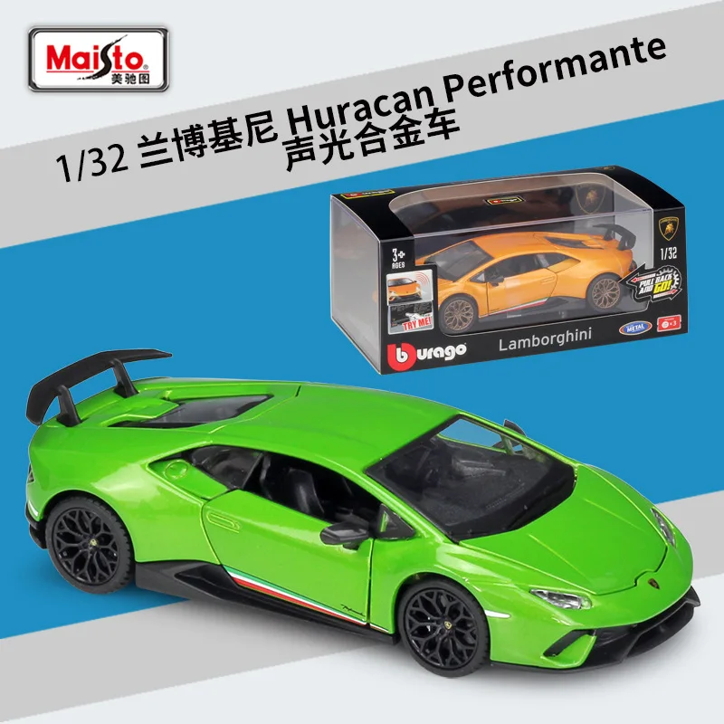 Bburago 1:32 Lamborghini Huracan Performante Pmma Display Box Simulazione In Lega Acusto-Ottica Tirare Indietro Auto Raccogliere Regali B523