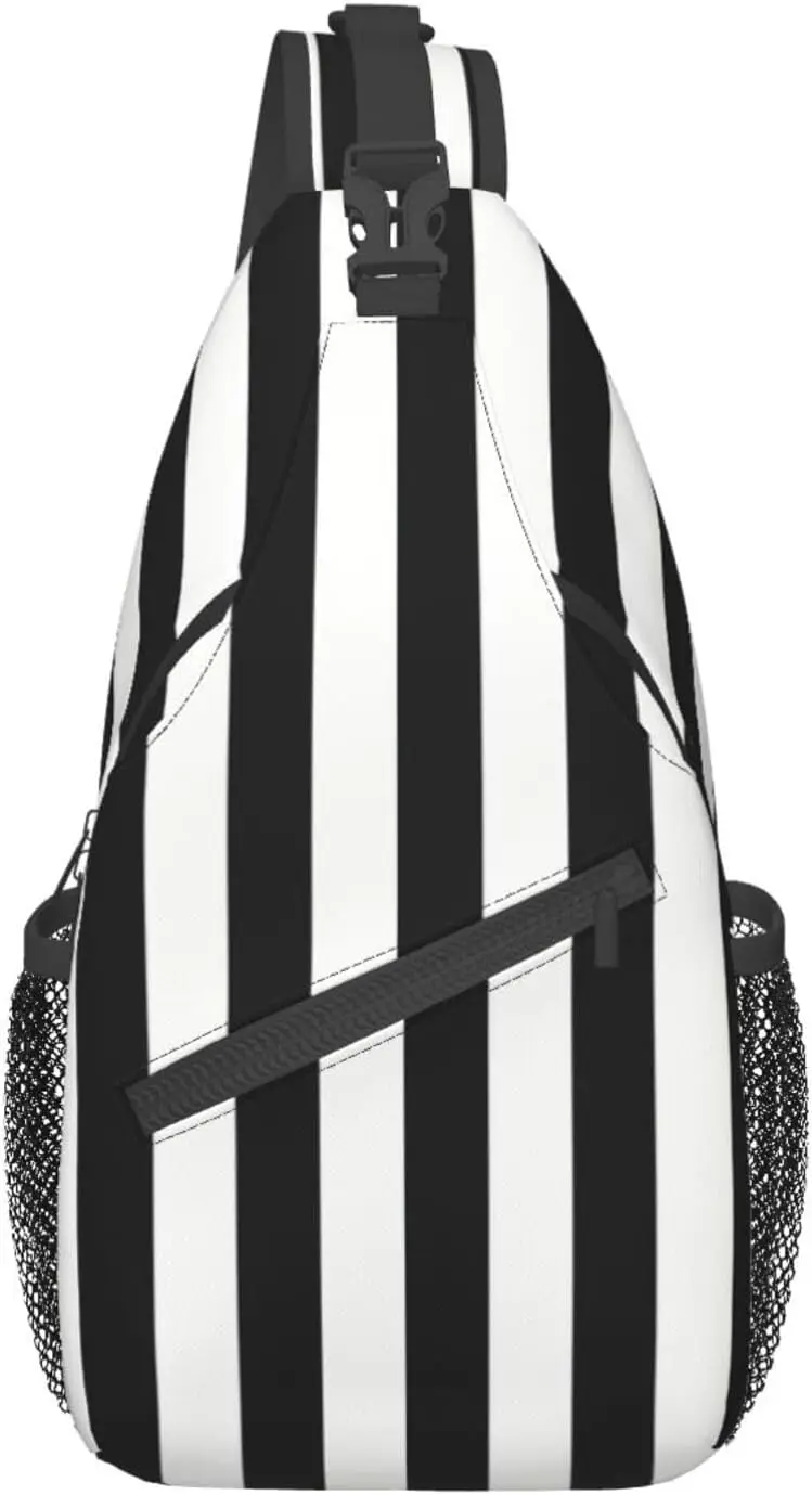 

Black And-White Stripes Stylish Oblique Chest Pack, Leisure Backpack, Small Satchel, For Travel, Work, Daily Travel