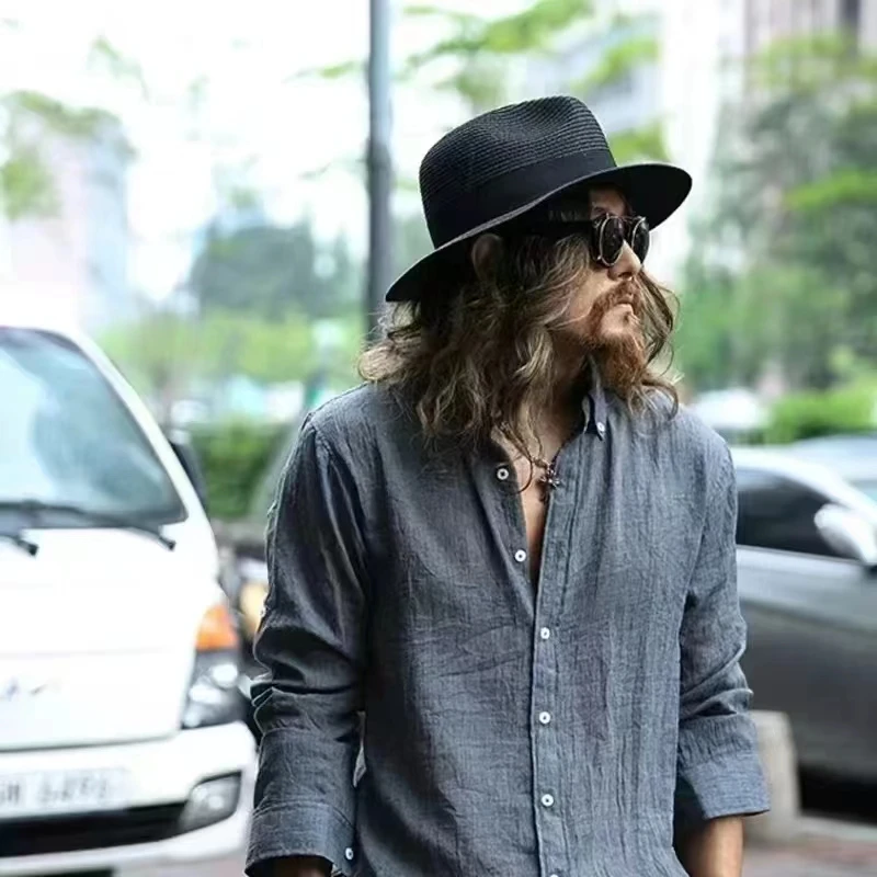 Large Size 55-57 61-62cm New Natural Panama Straw Hat Summer Men