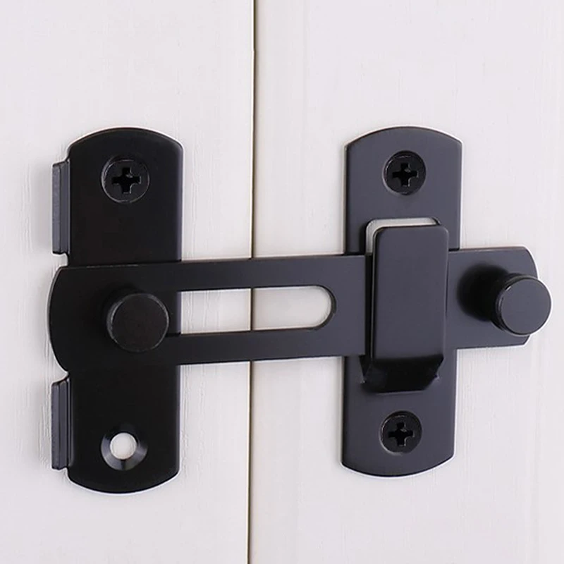 Door Lock Guard Latch Bolt 90 180 Degree Stainless Steel Toggle Latch Sliding barn Door Lock Black Iron Right Angle barn door latch sliding door latch door lock latch