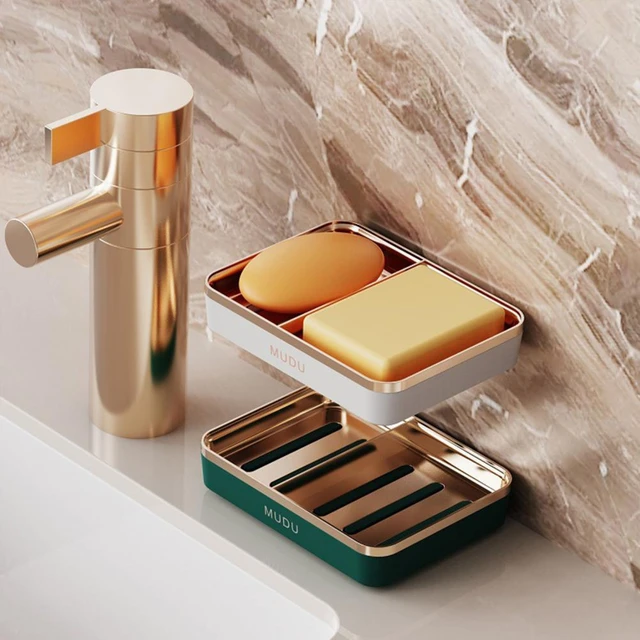 Soap Dish Holder 2 Tiers Soap Rack Holder Wall-Mounted Soap Bar Caddy Self  Draining Shampoo Bar Soap Rack Stainless Steel Shower - AliExpress