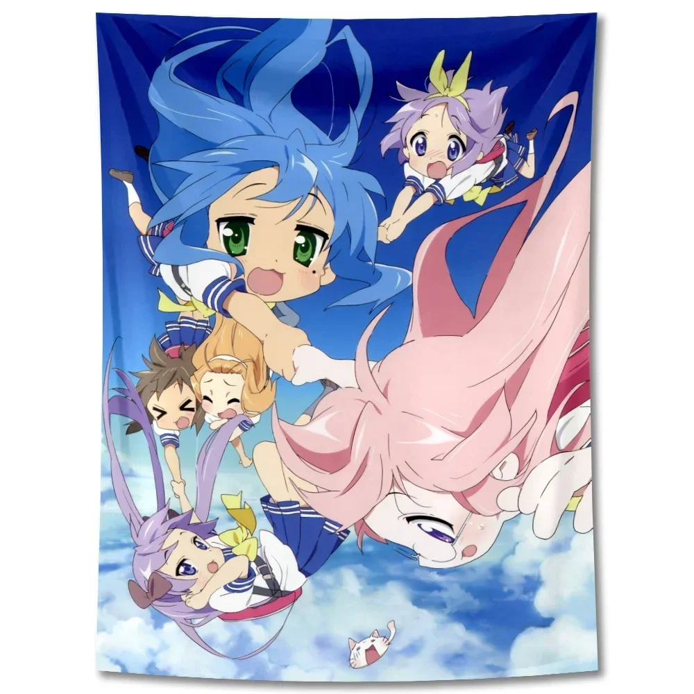 Anime Tapisserie Wandbehang Lucky Star Kawaii Izumi Konata Saitama Hintergrund Tuch Dekorative Decke Zimmer Dekor Ästhetik – Detail 18