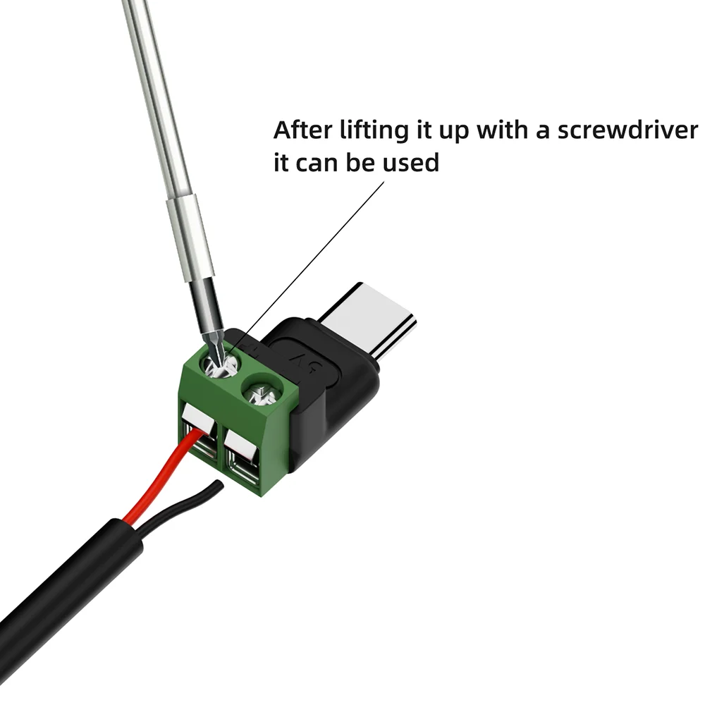 납땜 없는 플러그 USB C/Micro - 2핀 터미널 어댑터 나사형 5V 크림프 터미널 블록 녹색 타입-C - 2핀 충전 커넥터