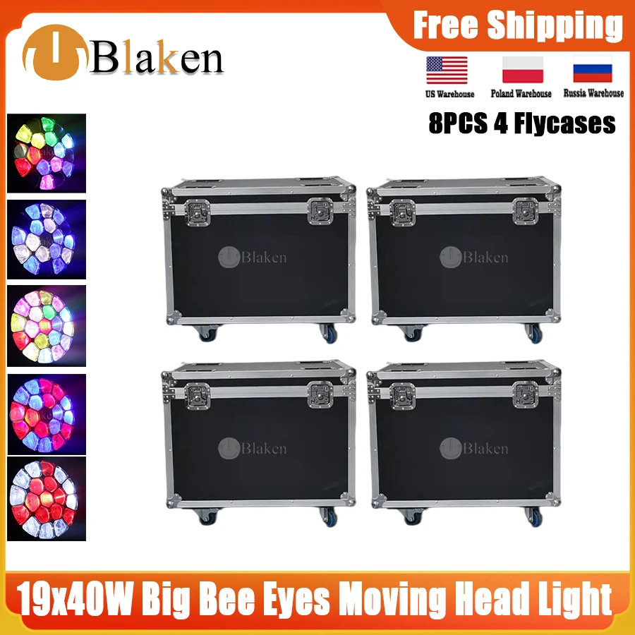 

0 Tax 4 Flight Cases For Big Bee Eye 19x40w Moving Head light Wash/Beam Stage Event Theater DJ Disco Wedding Party Light