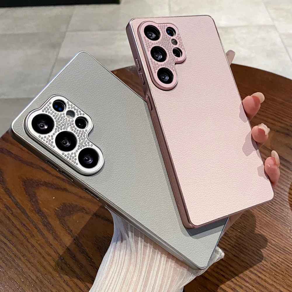 Matte Leather Soft Case with Plated Detailing - Premium Back Cover
