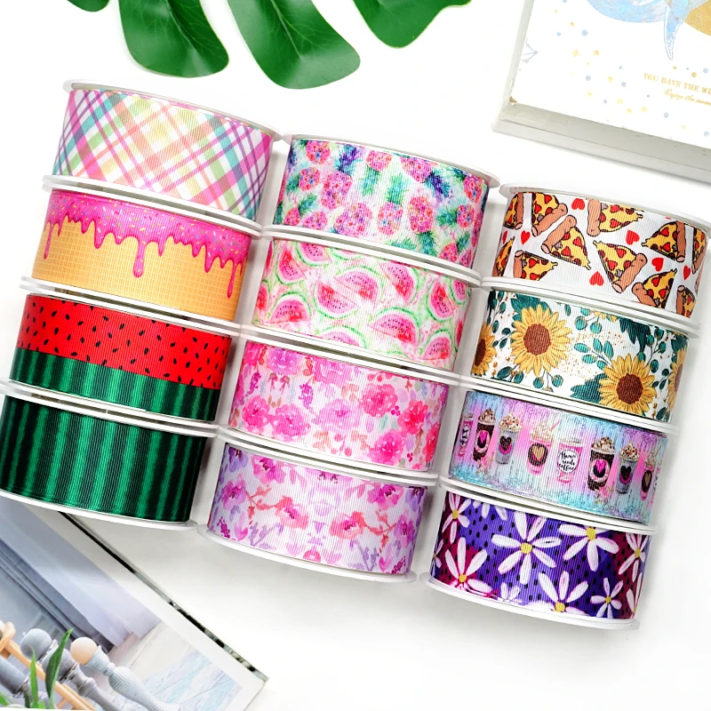 

Ленты с фруктами, Корсажная/атласная лента с принтом, лента для украшения поделок, Бант 10 ярдов 66447