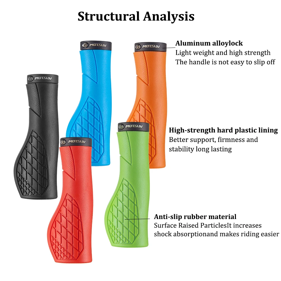 Premium Non-Slip Rubber Mountain Bike Handlebar Grips - Soft, Comfortable, Lockable Design (2-Pack)