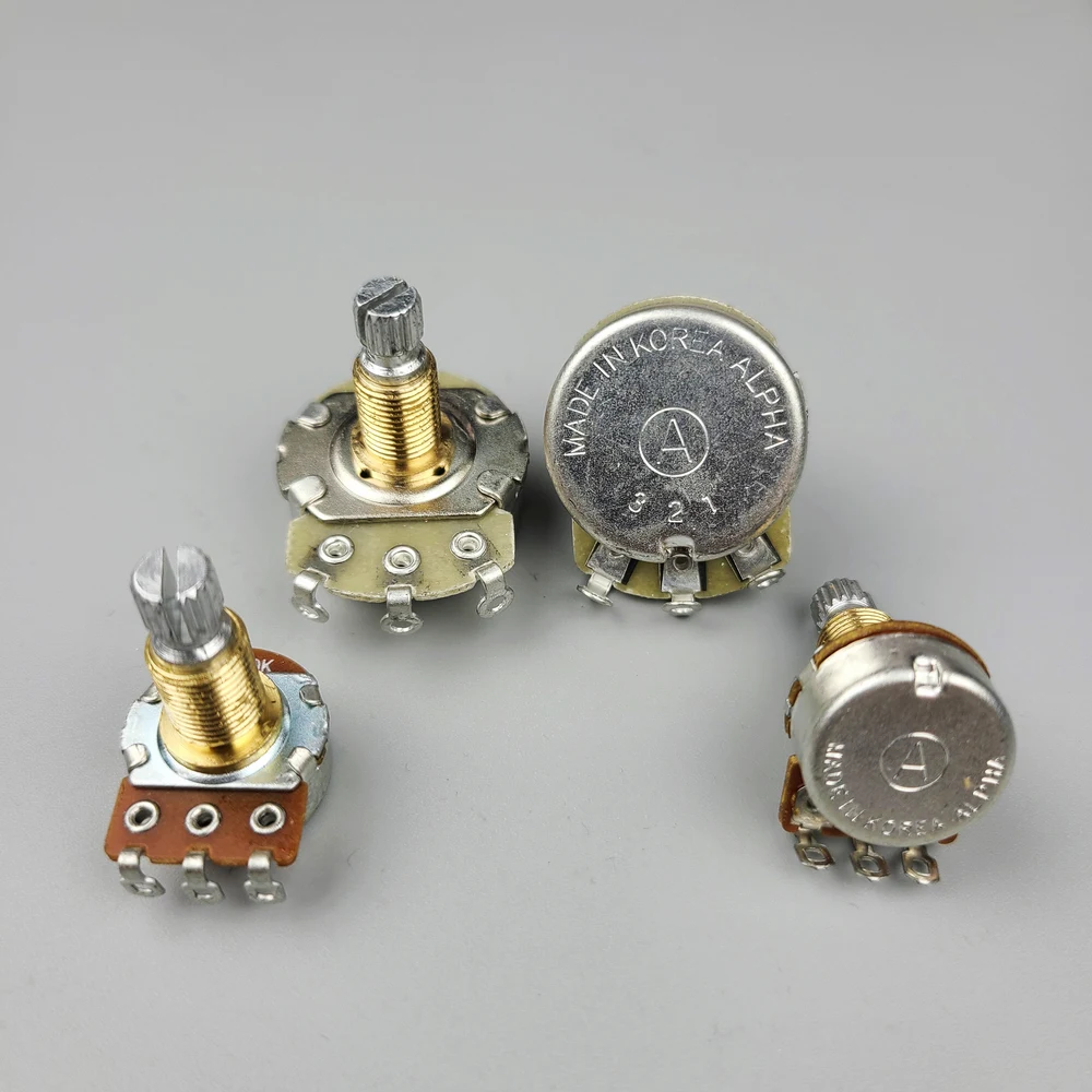 Alpha Brass Shaft Potentiometer(POT) For Electric Guitar Bass A250K/B250K/A500K/B500K