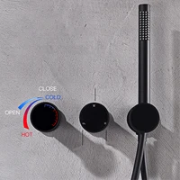 ระบบฝักบัวแบบติดผนังสีดำด้าน ทองเหลือง 3 ฟังก์ชั่น สไตล์มินิมอล น้ำร้อนน้ำเย็น ก๊อกน้ำอ่างอาบน้ำในห้องน้ำ 6