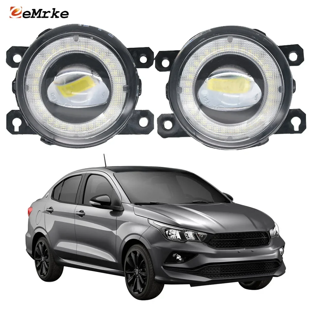 

2-Pcs with Lens LED Car Fog Lights Assembly for Fiat Cronos 2018 2019 2020 2021 2022 2023 Angel Eye DRL Daytime Runinng Light