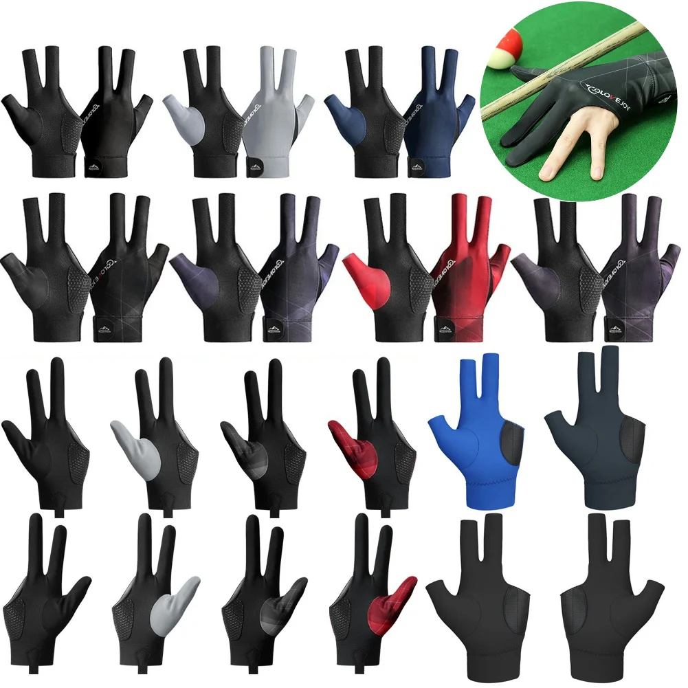 Billiard Gloves Open Finger Adjustable Sticker Polyester Snooker Pool Portable Lightweight Reusable
