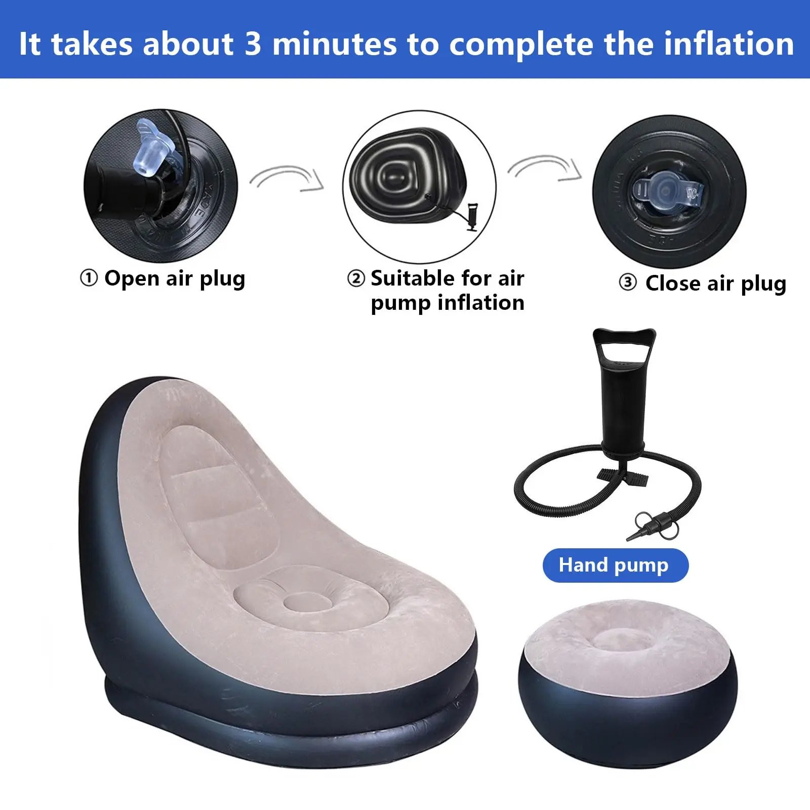 Inflatable Sofa Set New Inflatable Leisure Bean Bag Outdoor Foldable Recliner Bed Fluffy Seat Tatami Footstool Bedroom Chair