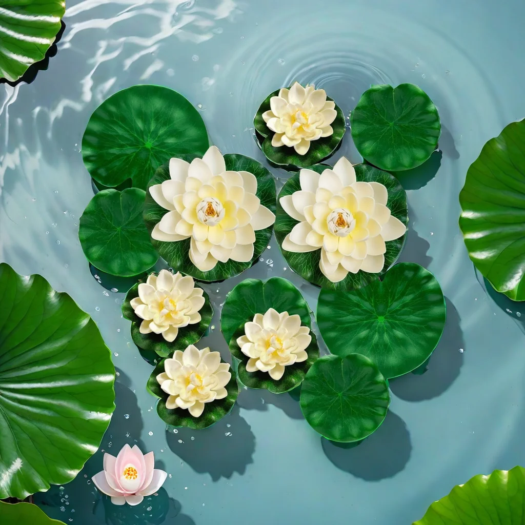 Artificial lotus and leaf set 12 piece outdoor garden swimming pool fish pond decoration