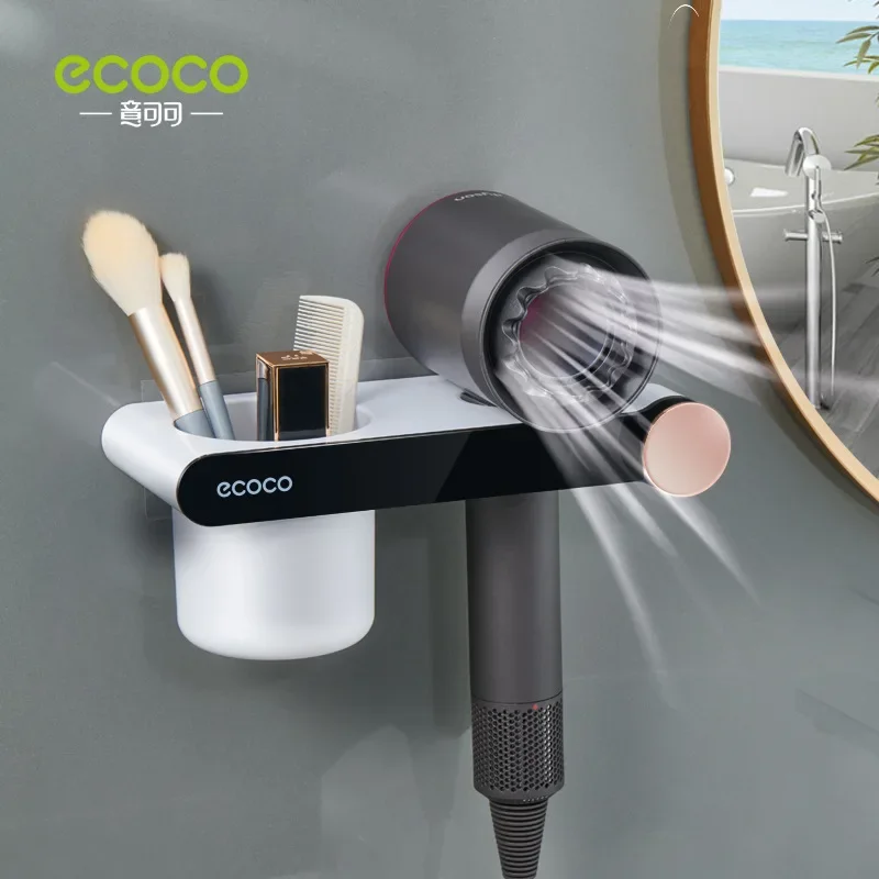 

ECOCO Hair Dryer Holder Organizer for Dyson Punch Free Wall Mounted No Drilling Self Adhesive Bathroom Washroom Storage Rack