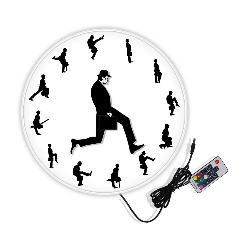 Silly Walks Comedian Funny Walking Novelty Wall Clock Watch Ministry of Comedy TV Series Home Decor Silent Clock For Bedroom 3