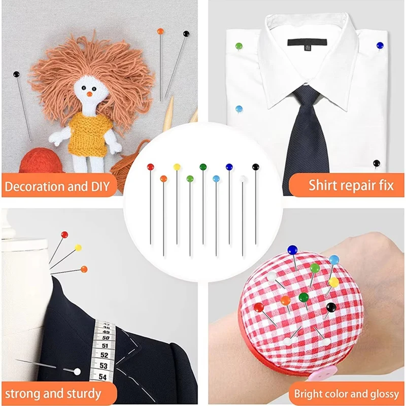 1000Pcs Sewing Pins Straight Pin For Fabric, Quilting Pins Long 1.5Inch For Dressmaker, Jewelry DIY Decoration, Craft