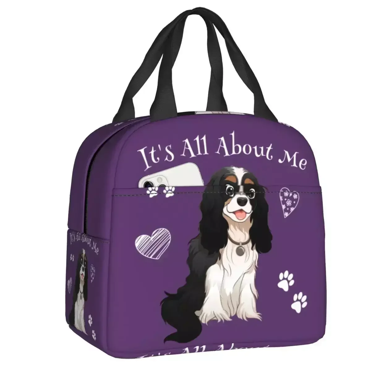 

It's All About My Cavalier King Charles Spaniel Lunch Boxes Kawaii Dog Cooler Thermal Food Insulated Lunch Bag Office Work