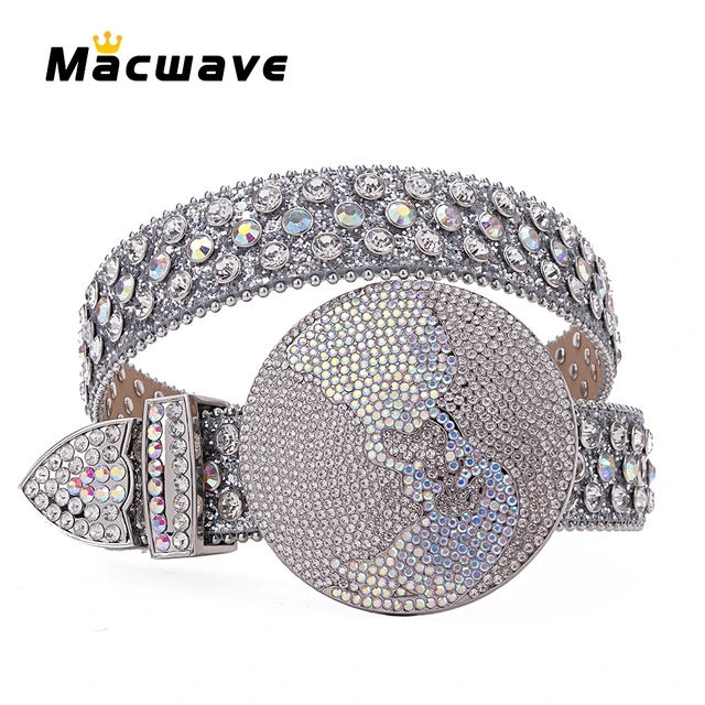 Western Rhinestone Belts Fashion Luxury Strap Cowgirl Cowboy PU