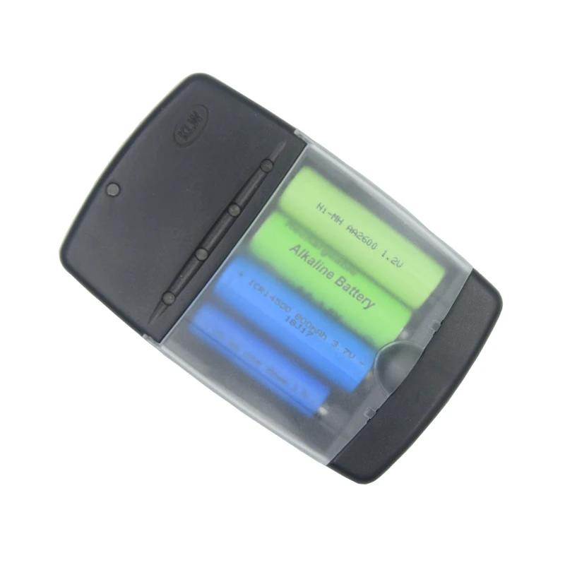 Caricabatterie intelligente LCD005 per batterie AA/AAA - 4 slot - Display LCD - USB-C/Micro-USB