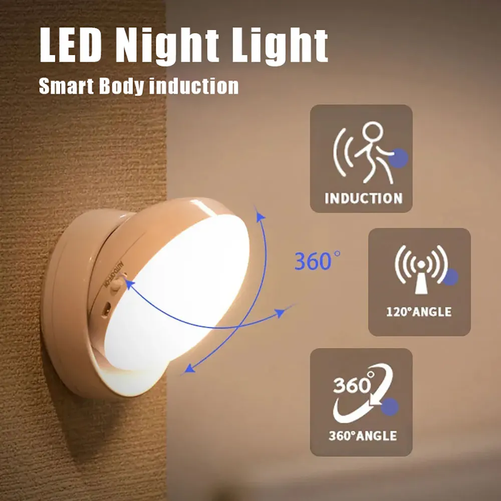 Night light Night Light Rotatable Wireless Motion Sensor LED Night Lights USB Rechargeable Bedroom Corridor Bathroom Human Sensor Wall Lamps