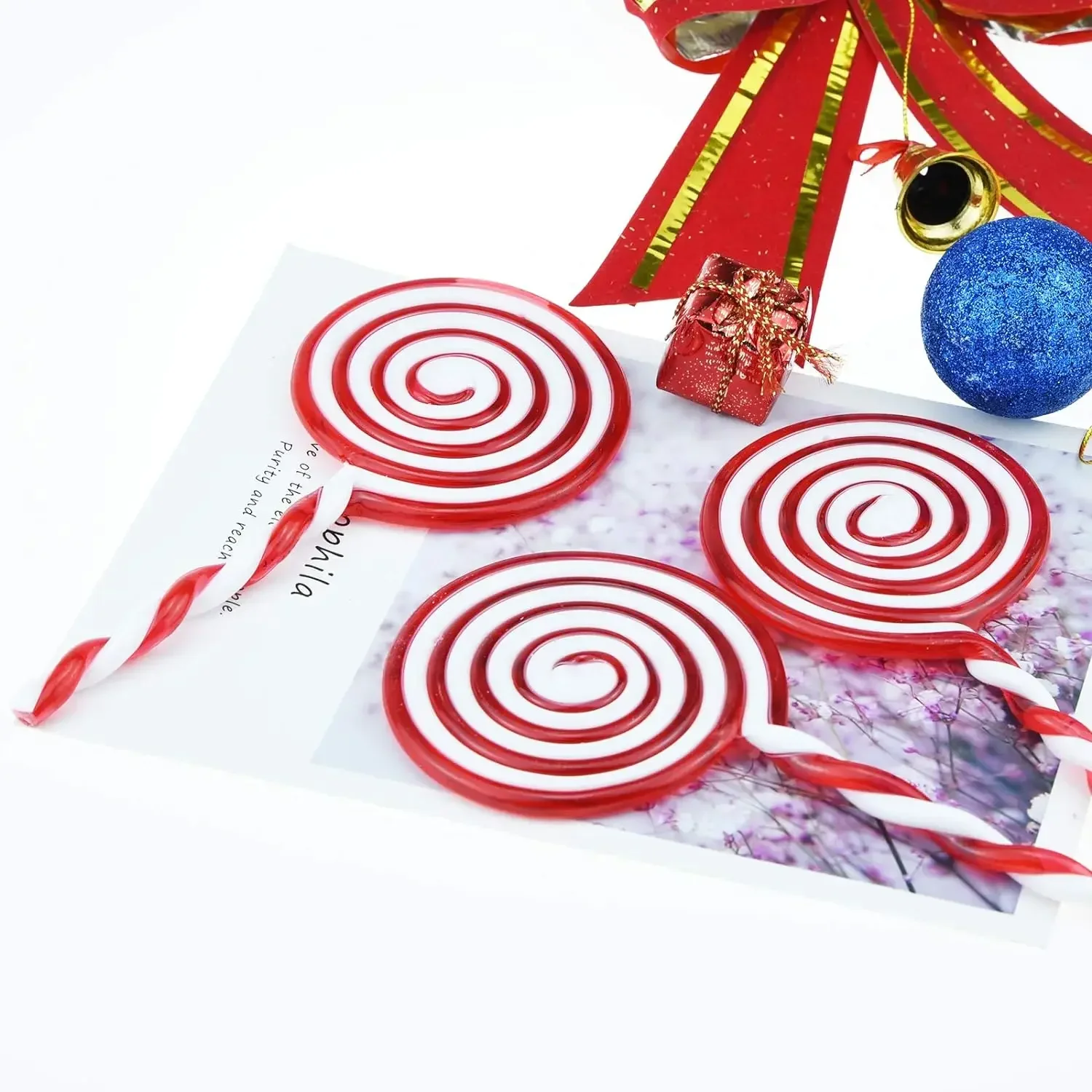 Christmas Lollipop Ornament Christmas Tree Ornament White and Red Valentine's Day Decorations 9/6/3/1Pcs