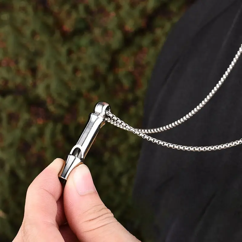 Titanium Alloy Single Tube Whistle 120dB Outdoor Survival Equipment Camping Portable Multifunctional EDC
