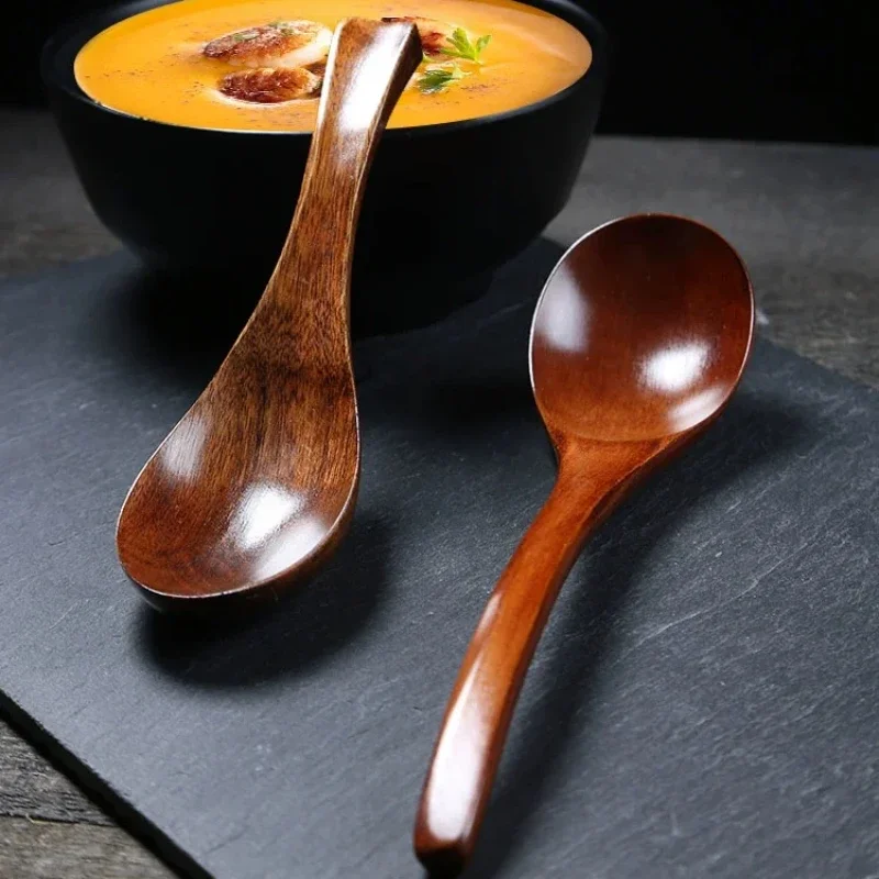 Wooden Spoon Long Handle Short Handle Soup Spoon Korean Japanese Kitchen Cooking Utensils Ramen