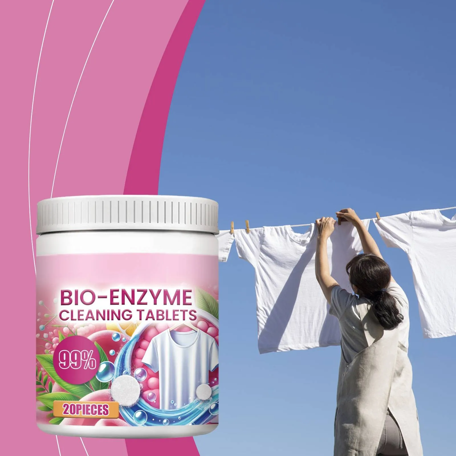 10Pcs Explosive Salt Cleaning Laundry Remove Yellowing Leaving Fragrance Bio-Enzyme Explosive Salt Bio-Enzyme Cleaning Tablets