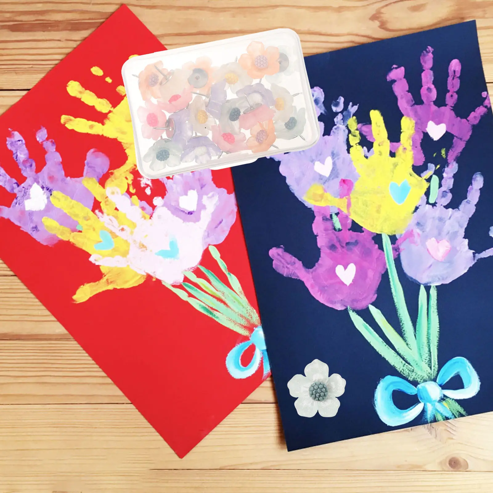 20Pcs 크리 에이 티브 엄지 못 스틸 와이어 수지 꽃 모양의 푸시핀 코르크 보드 액세서리 사무실 책상 아트 공예지도 마킹