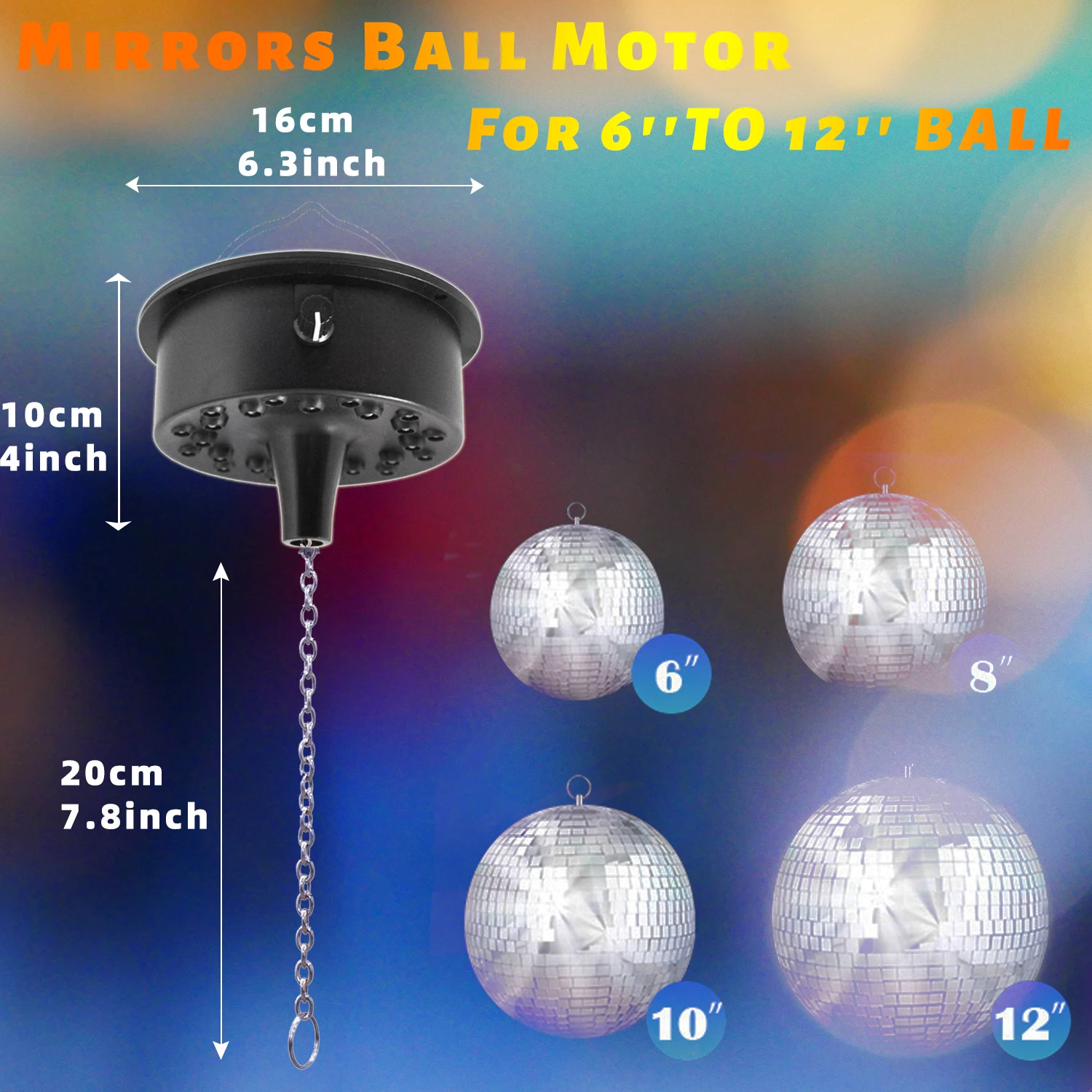 Remote Control Disco Ball Rotating Motor  5RPM--10RPM Adjustable Speed,Plug/Battery Powered Mirror Ball Motor  Ball Not Include 5