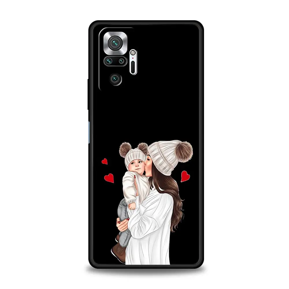 Stylish Black Brown Hair Mom and Baby Girl Phone Case Cover