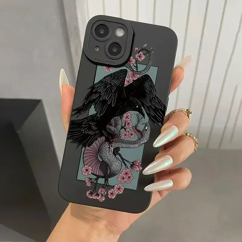 thumbnail image 1 of Funda de teléfono con estampado de serpiente negra para iPhone, carcasa de silicona suave a prueba de golpes para modelos 11, 12, 13, 14, 15 Pro Max, X, XS Max, XR, 8, 7 Plus, SE2020 Mini, 1 of 5