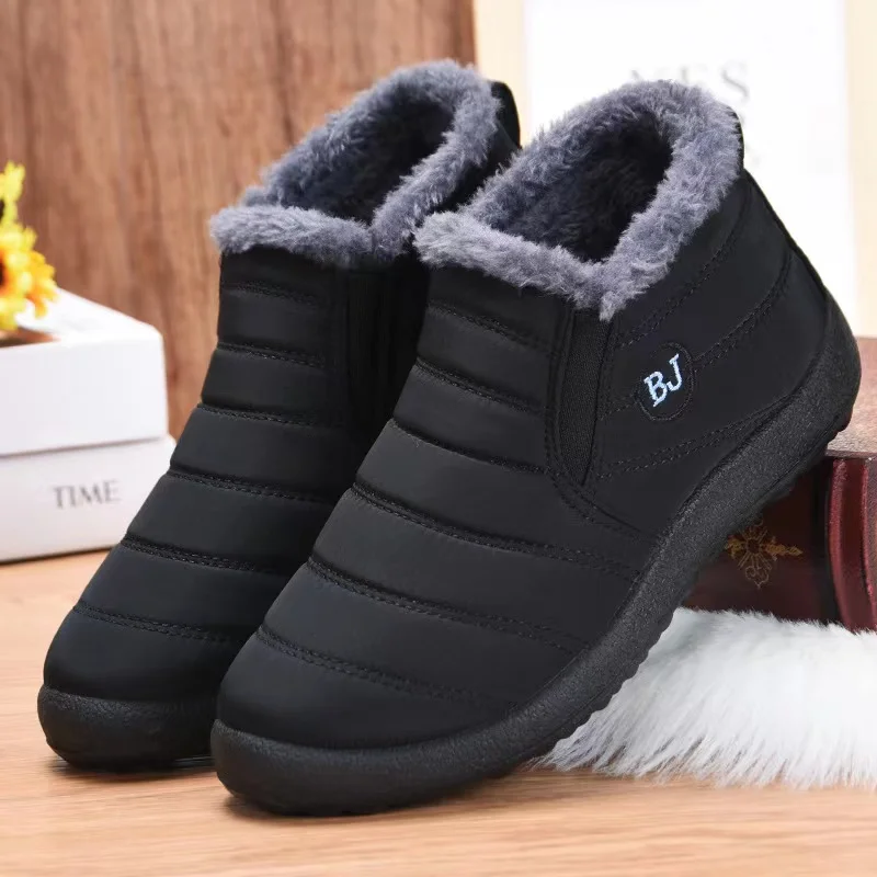 Men Thick Plush Snow Boots Winter 2022 Waterproof Non-slip Platform Ankle Boots Women Warm Cotton Padded Shoes Short boots meotina ankle boots women shoes chain platform mid heel short boots round toe block heels zip lace up boots lady winter size 44