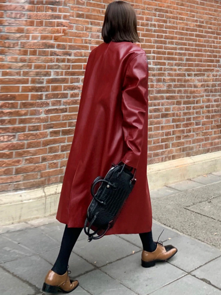 claudie pierlot レディース レッド 本革レザートレンチコート claudie pierlot レディース レッド 本革レザートレンチコート