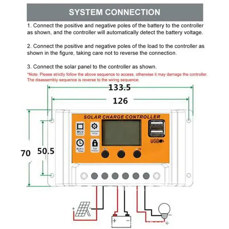 PWM 태양광 충전 컨트롤러, 태양광 전력 레귤레이터, 자동 듀얼 USB LCD 디스플레이 부하 방전기, 100A, 60A, 50A, 40A, 30A, 12V, 24V