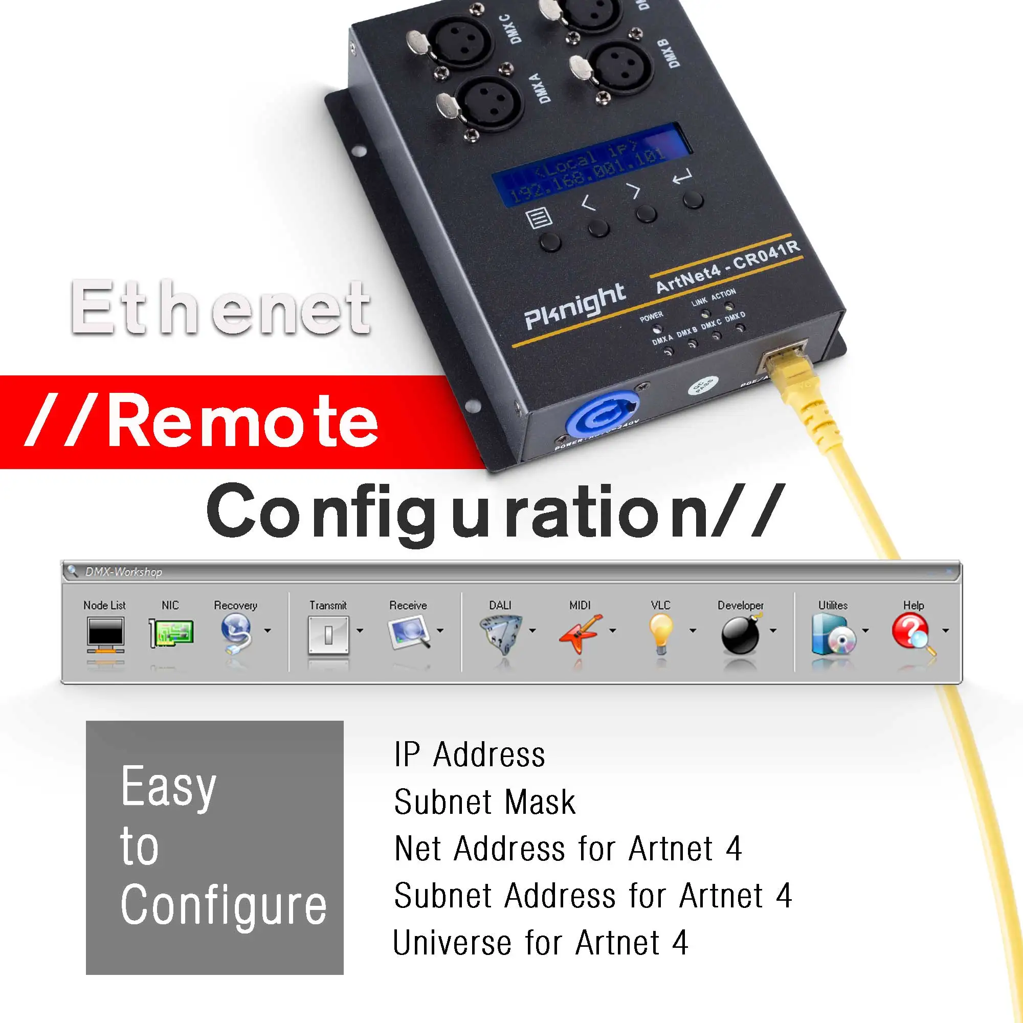 Pknight Bi-direction ArtNet DMX 2048 Ethernet Lighting Controller