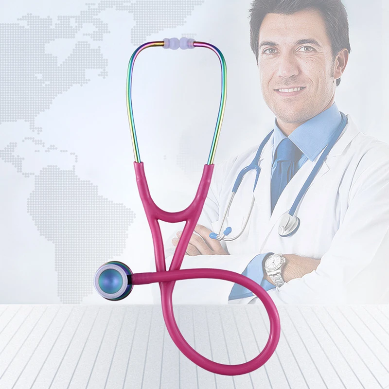 Classic Rainbow Color Medical Portable Professional Clinical Cute Cardiology Stethoscope Health Tool for Nurse Doctor Students