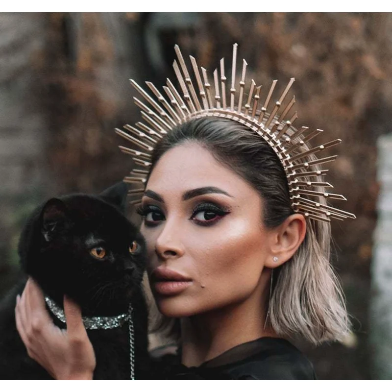 Goddess crown new zipper headband dark witch headdress photography props decoration party surprise makeup hair