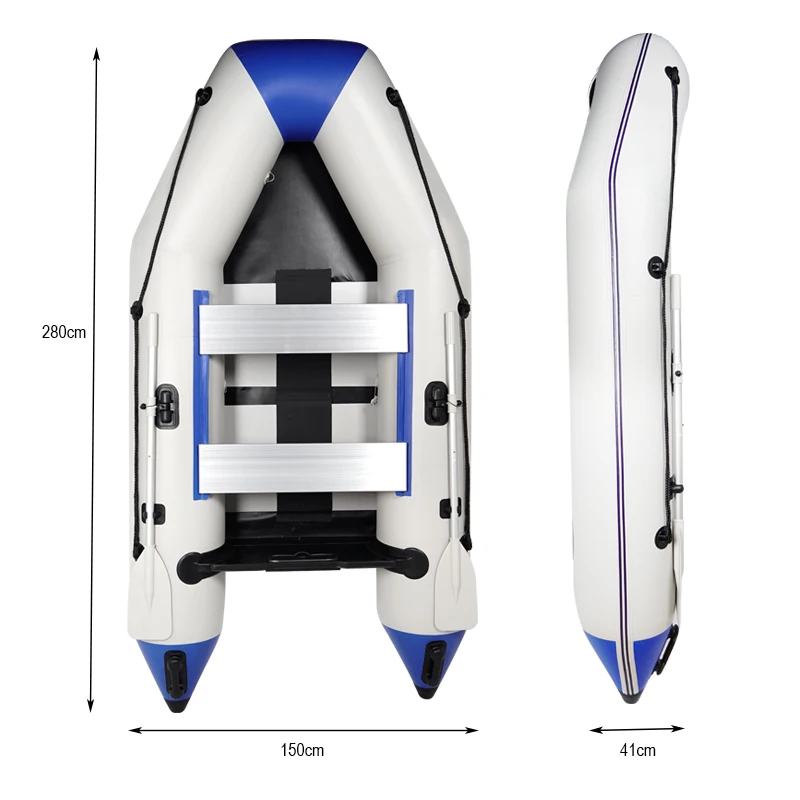9.3FT 2 Person Inflatable Boat with Aluminum Oars, PVC Portable Inflatable Raft Boat,Inflatable Sport Tender Dinghy Boat