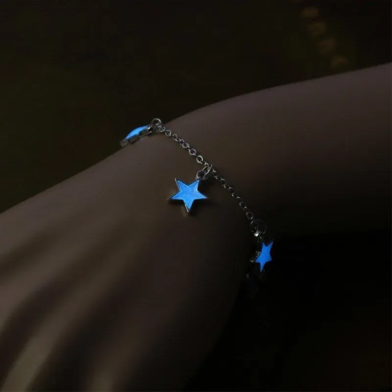 Luminous Silicone Bracelet Star Candy-Colored Letters Movement Fashion Printing Wrist Strap Jewelry Gifts