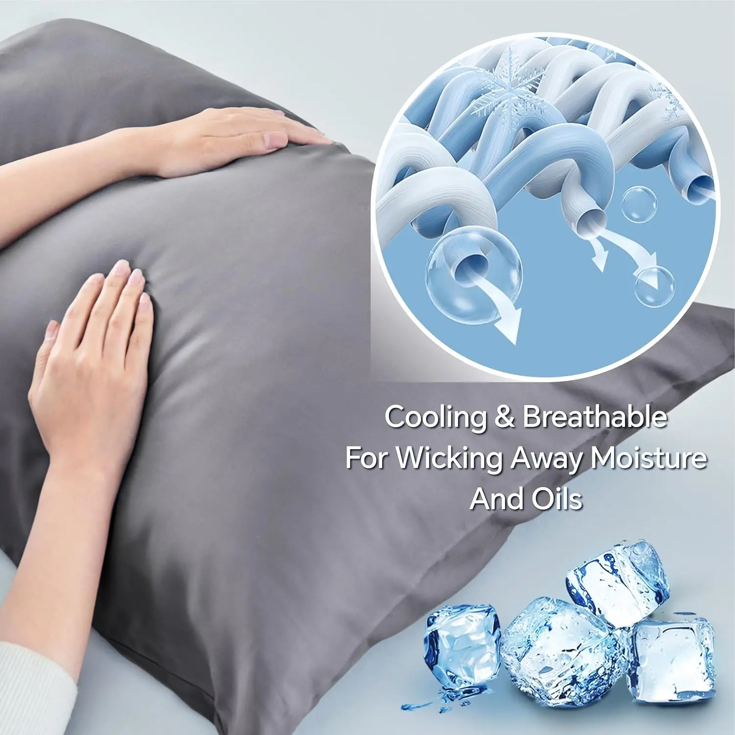 2pcs Bamboo Pillowcase for Hot Sleepers & Night Sweats Softness Cooling Pillow Cover with Envelope Closure 3