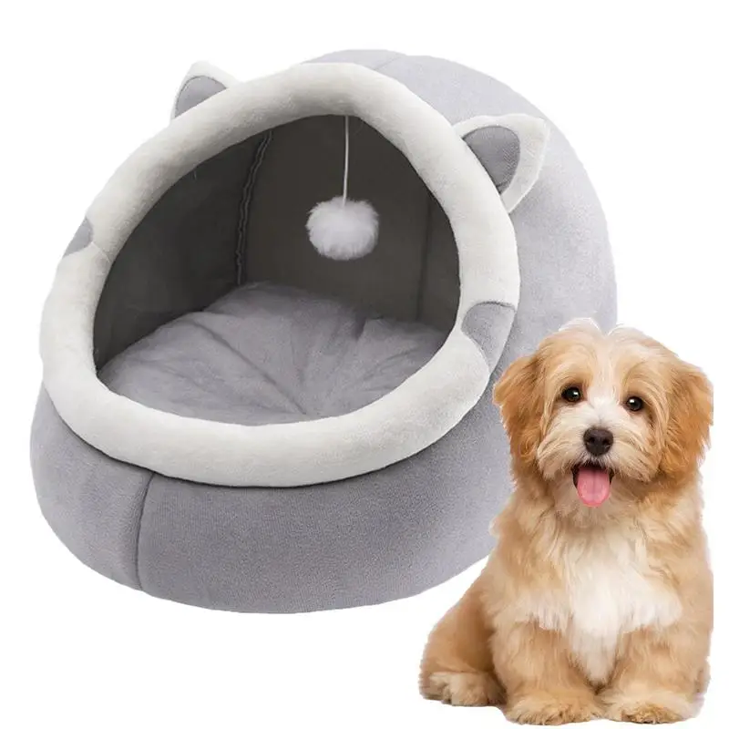 

Pet Tent Cave Bed For Cat With Removable Nest Pad And Fur Ball Toy For All Season Snug And Secure Sleeping House For Indoor Cats