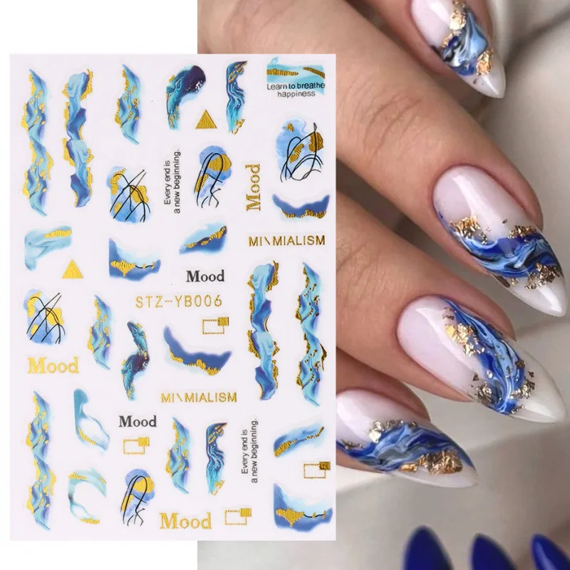 Colorful Bronzing Striped Nail Art Decals 3D Nail Stickers image 5