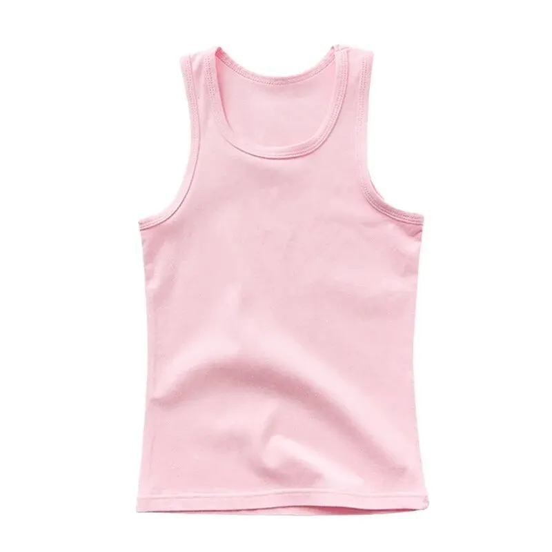 Girls Boys Tank Tops Kids Candy Color Sleeveless Vest 2024 Summer Teenagers Top Tees 3 To 14Yrs Children's Undershirts Clothes - 3