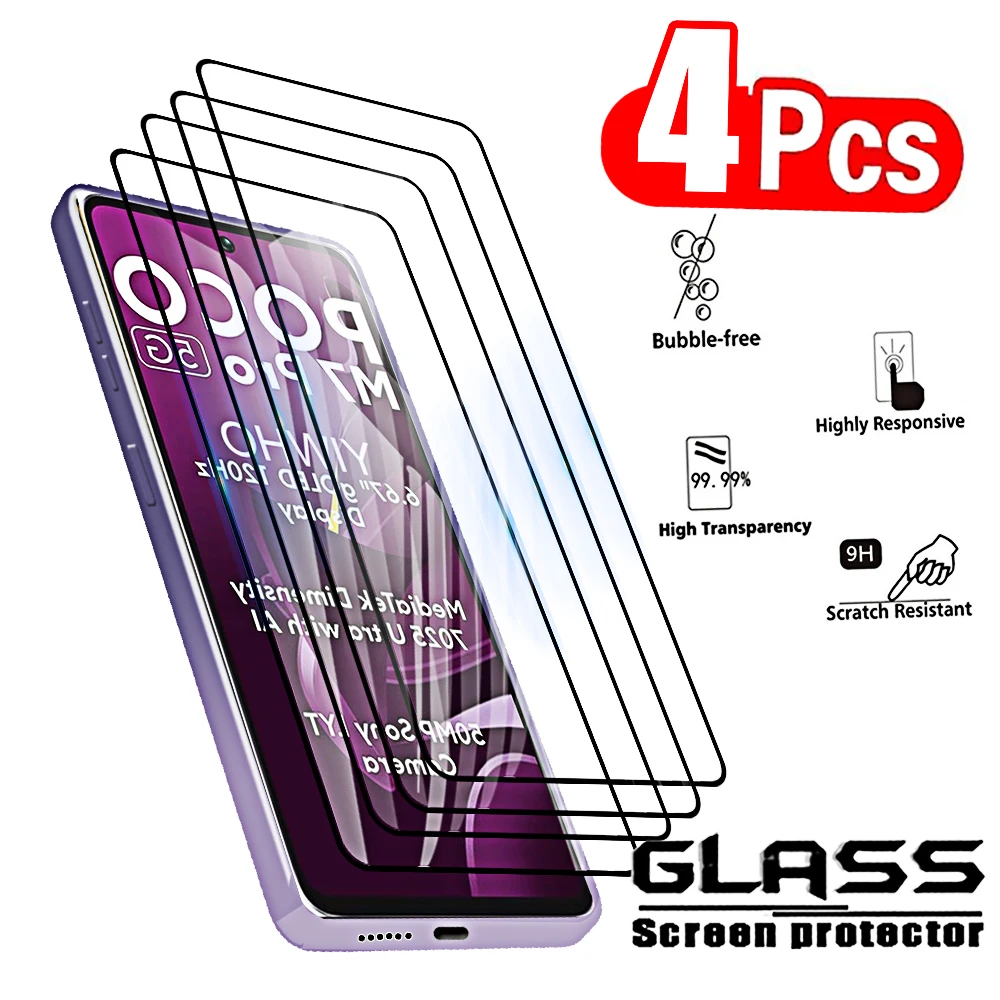 Premium Tempered Glass Screen Protectors - 4 Pack, Full Coverage Film