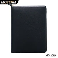 Moterm Genuine Pebbled Grain Leather A5 Zip Cover with Top Pocket Cowhide Planner Zipper Notebook Organizer Agenda Journal Diary 1