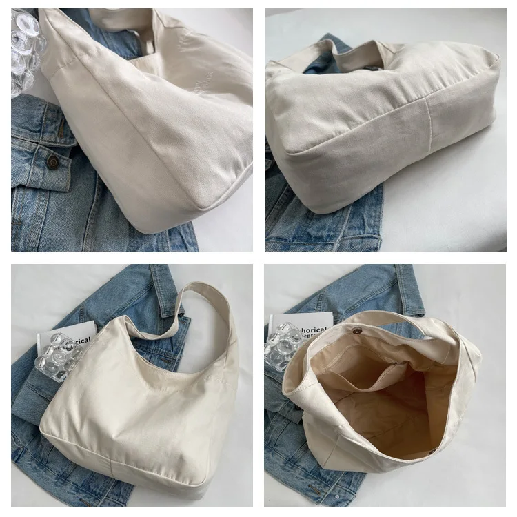 Women's Shoulder Bag Canvas Trend Cross Designed Embroidery Large Capacity Cloth Bag College Students Big Messenger