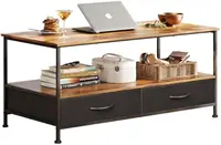 Coffee Table, 39" Coffee Table with Storage & Drawers, 2-Tier Wood Center Table for Living Room, Apartment 2